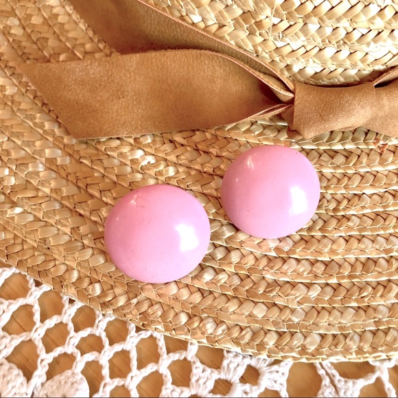 Jewelry - Vintage 1980’s Bubble Gum Barbie Pink Glossy Shiny Disc Circle Earrings